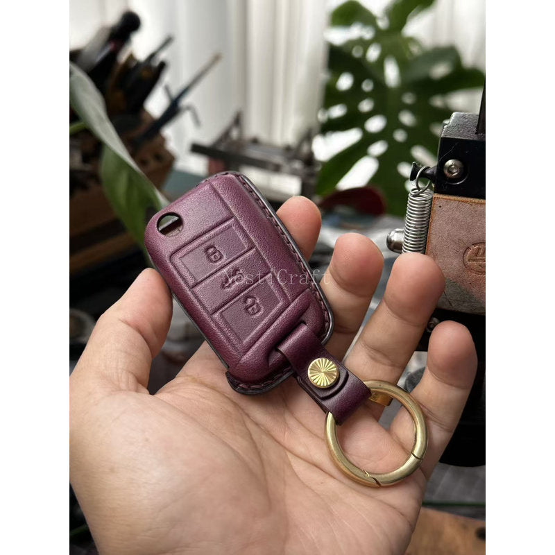 Custom Handmade Vegetable-Tanned Leather Car Key Case