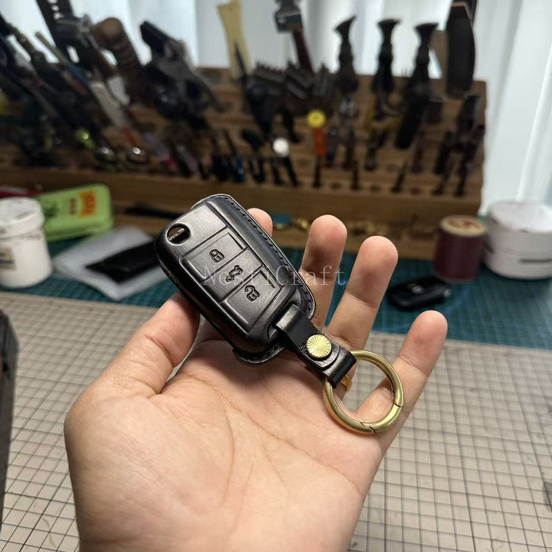 Custom Handmade Vegetable-Tanned Leather Car Key Case