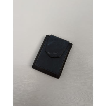 Handmade Black & Denim Blue Pueblo Leather Card Holder Wallet By Nesti Craft