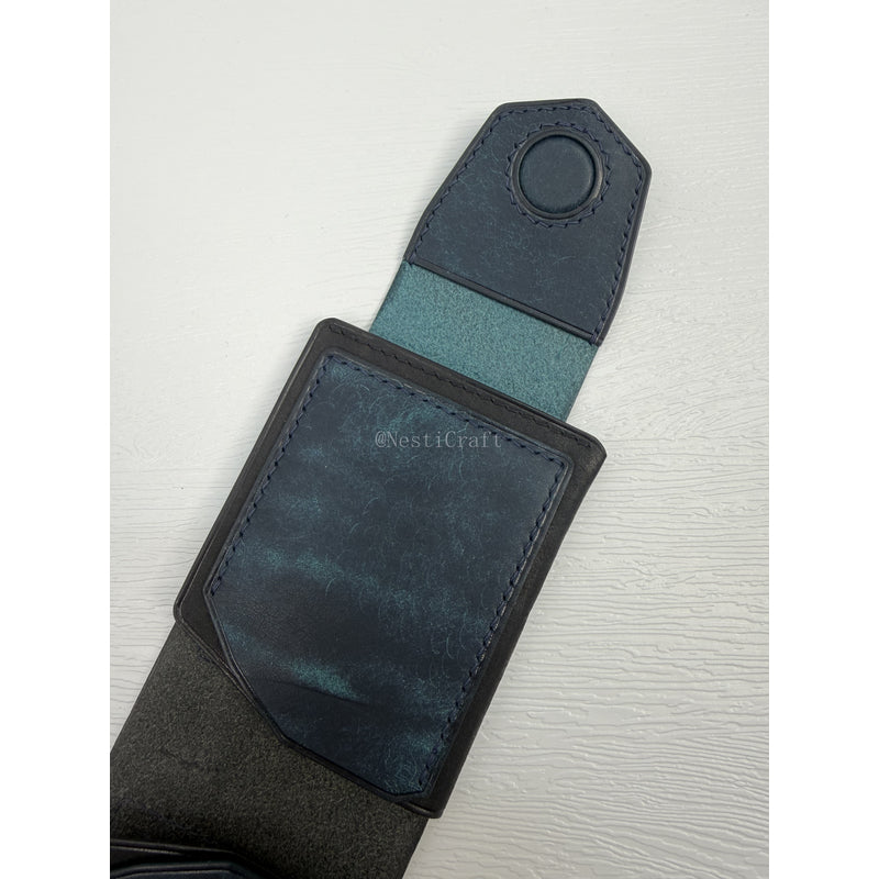 Handmade Black & Denim Blue Pueblo Leather Card Holder Wallet By Nesti Craft