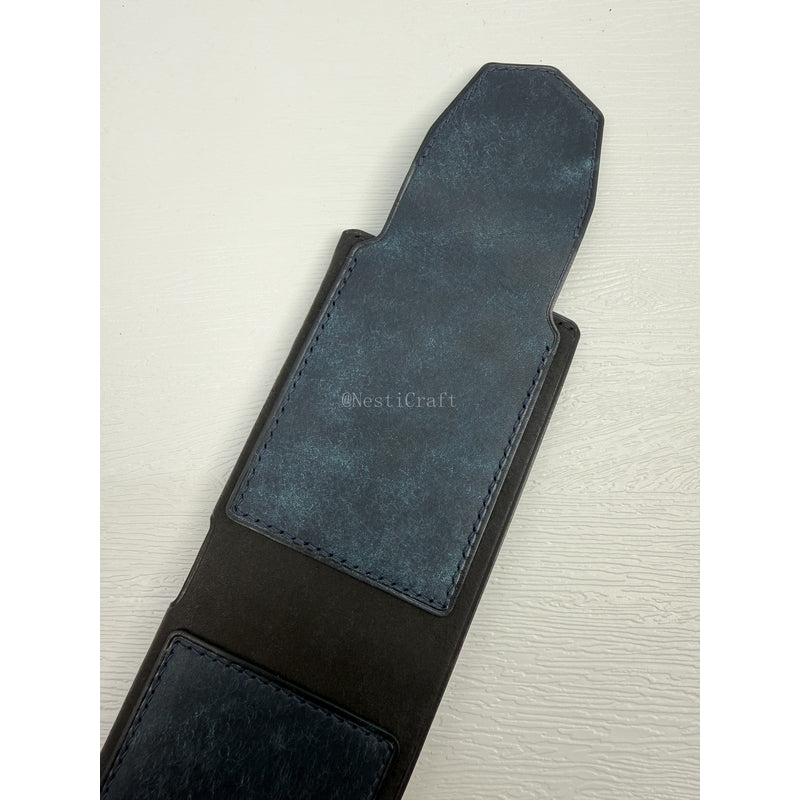 Handmade Black & Denim Blue Pueblo Leather Card Holder Wallet By Nesti Craft