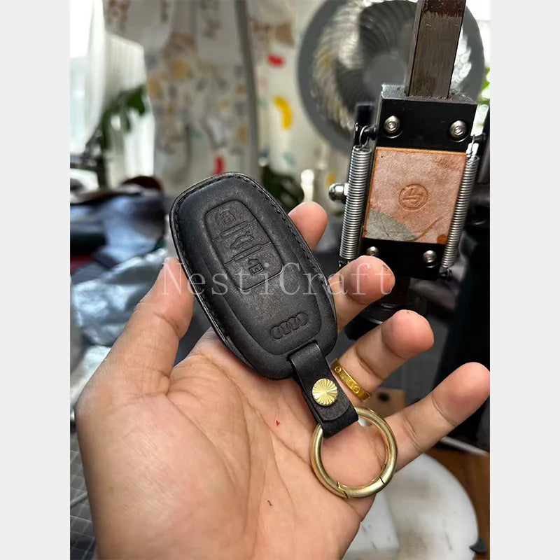 Custom Handmade Top-Grain Leather Car Key Case by Nesti Craft
