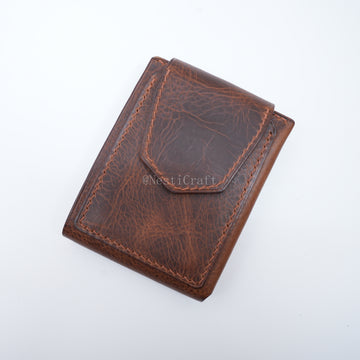Handmade Brown Waxed Leather Wallet By Nesti Craft