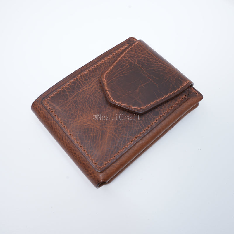 Handmade Brown Waxed Leather Wallet By Nesti Craft