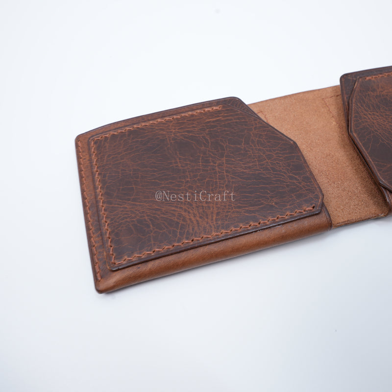 Handmade Brown Waxed Leather Wallet By Nesti Craft