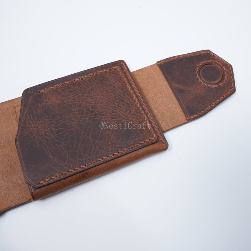 Handmade Brown Waxed Leather Wallet By Nesti Craft