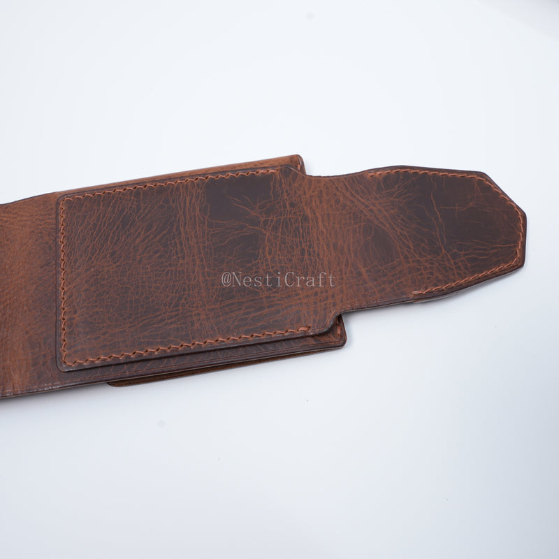 Handmade Brown Waxed Leather Wallet By Nesti Craft