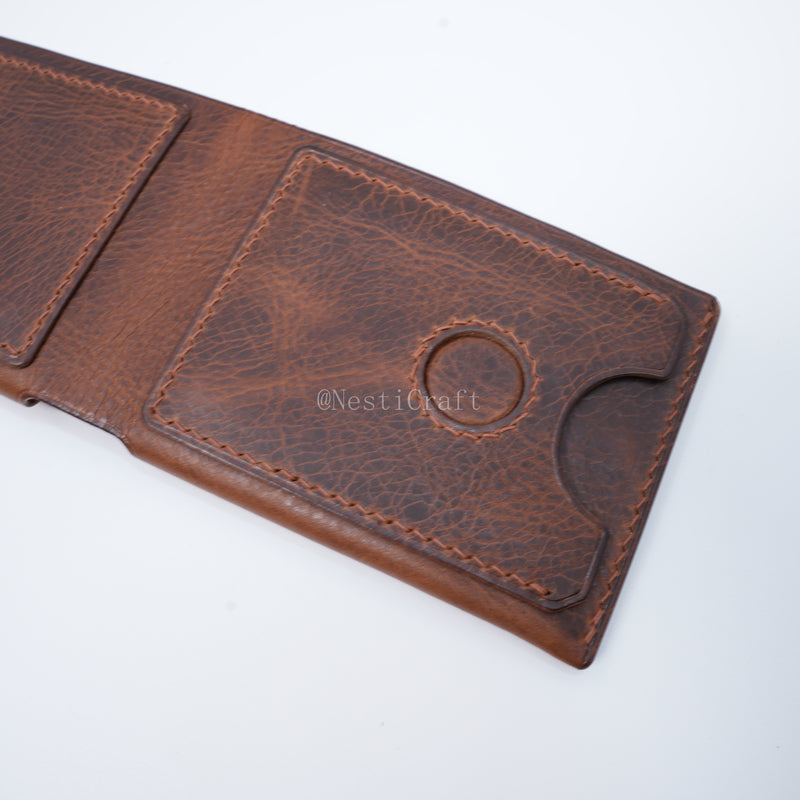 Handmade Brown Waxed Leather Wallet By Nesti Craft