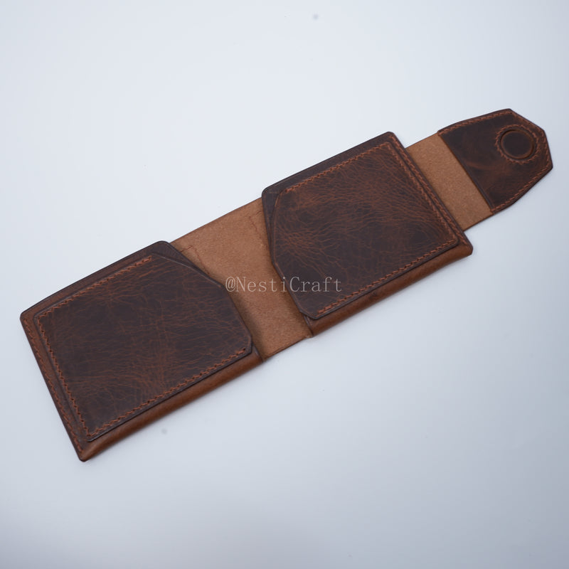 Handmade Brown Waxed Leather Wallet By Nesti Craft