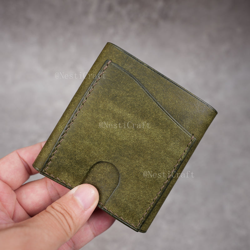 Handmade Leather Wallet with Kiss Lock Coin Pocket