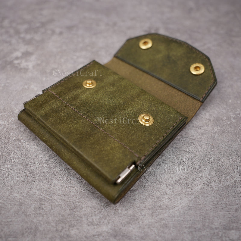 Handmade Leather Wallet with Kiss Lock Coin Pocket