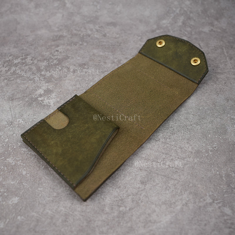Handmade Leather Wallet with Kiss Lock Coin Pocket