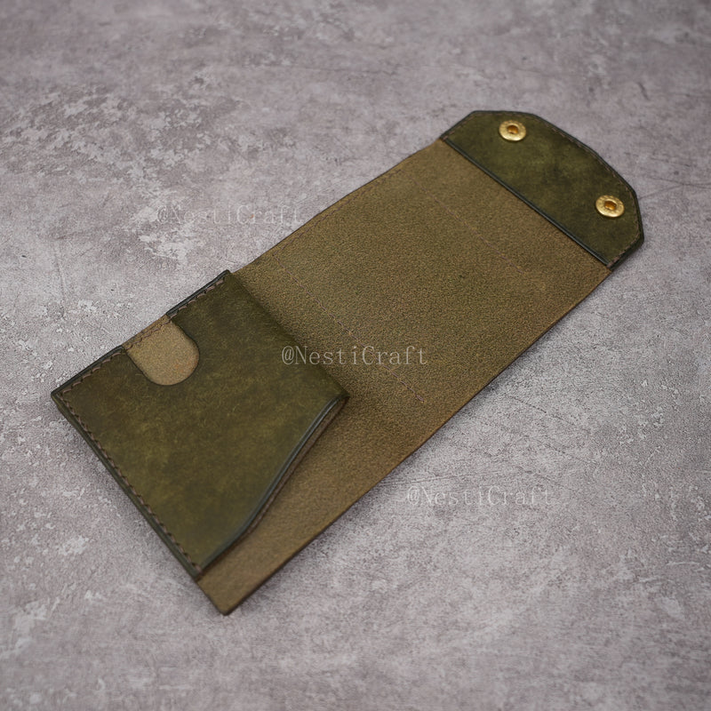 Handmade Leather Wallet with Kiss Lock Coin Pocket