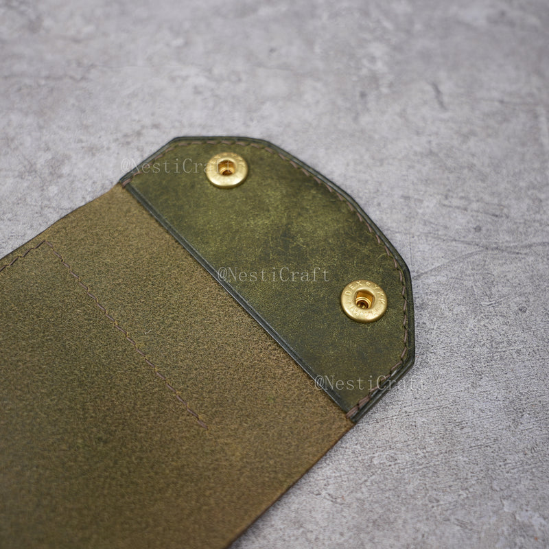 Handmade Leather Wallet with Kiss Lock Coin Pocket