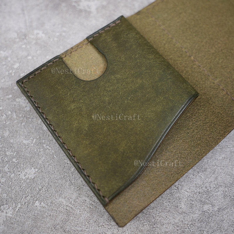 Handmade Leather Wallet with Kiss Lock Coin Pocket