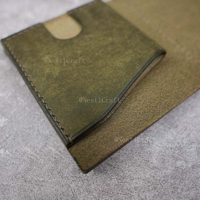 Handmade Leather Wallet with Kiss Lock Coin Pocket