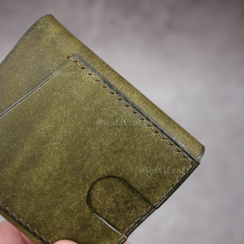 Handmade Leather Wallet with Kiss Lock Coin Pocket