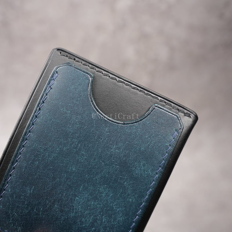 Handmade Black & Denim Blue Two-Tone Leather Wallet