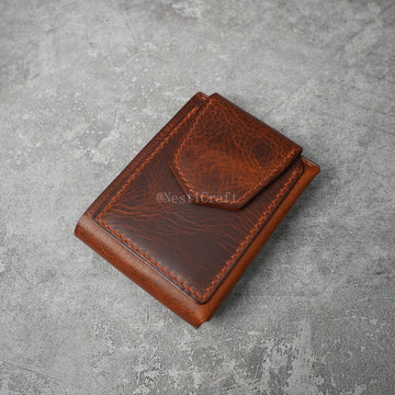 Handmade Brown Waxed Leather Wallet By Nesti Craft