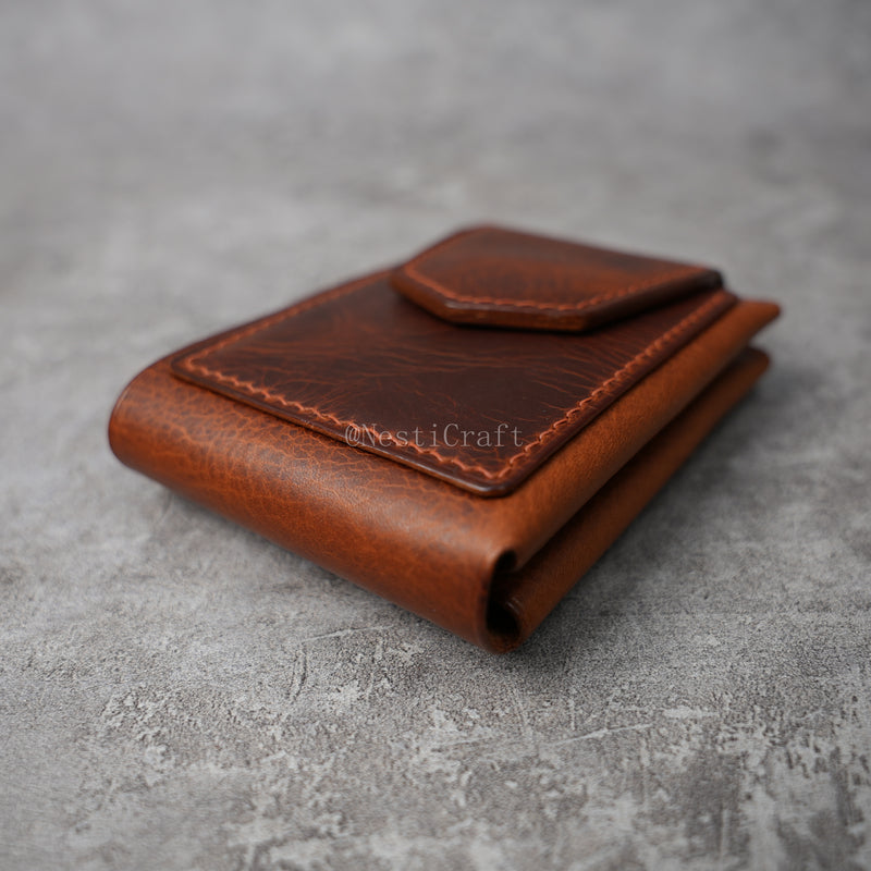 Handmade Brown Waxed Leather Wallet By Nesti Craft