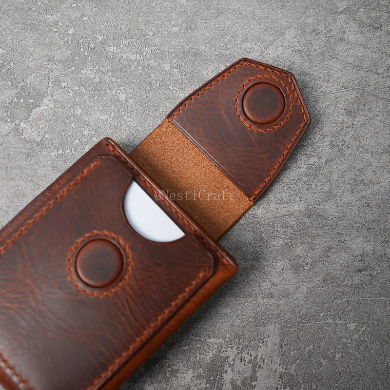 Handmade Brown Waxed Leather Wallet By Nesti Craft
