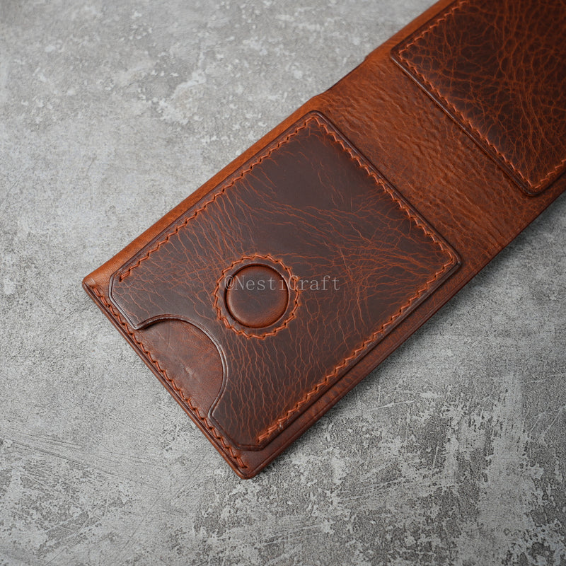 Handmade Brown Waxed Leather Wallet By Nesti Craft