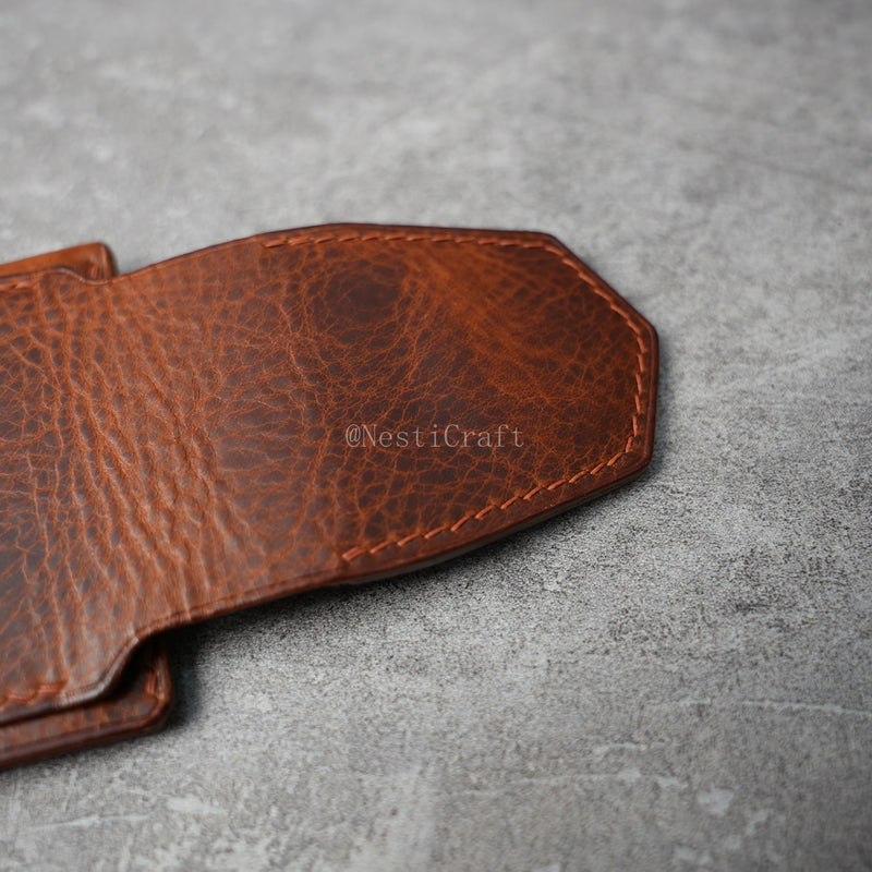 Handmade Brown Waxed Leather Wallet By Nesti Craft