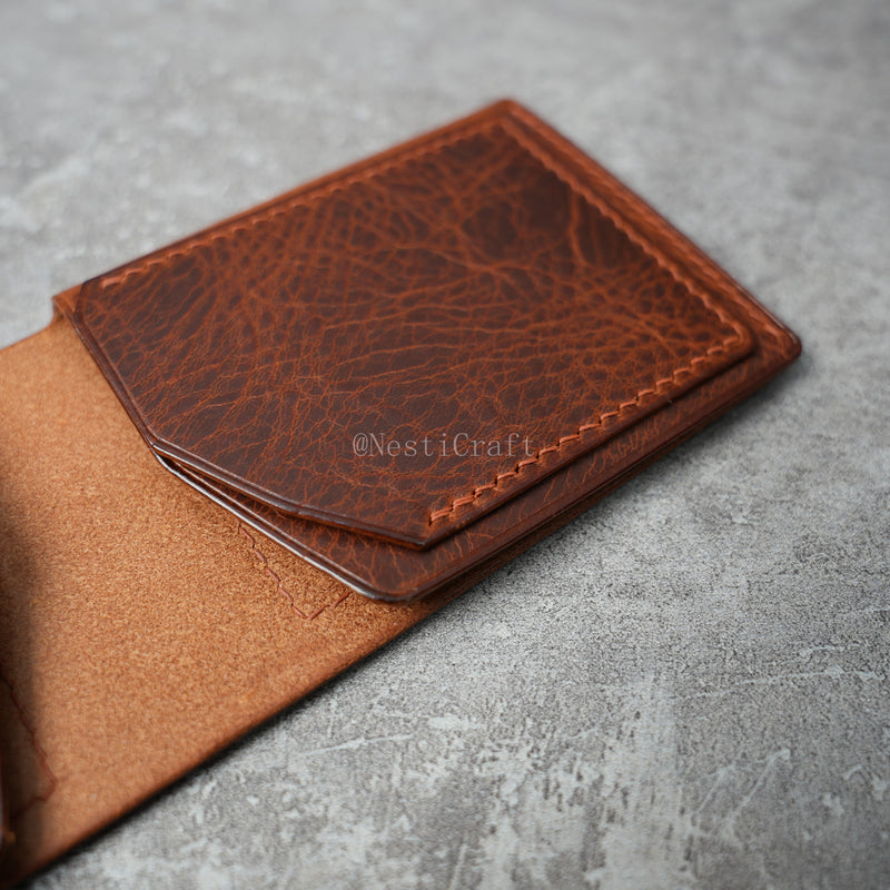 Handmade Brown Waxed Leather Wallet By Nesti Craft