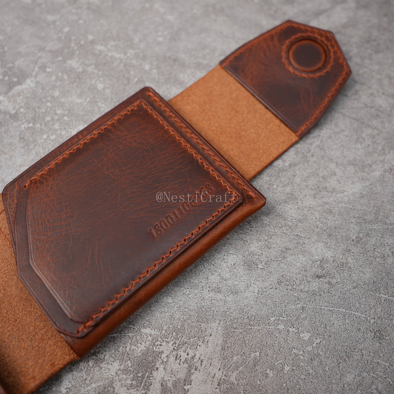 Handmade Brown Waxed Leather Wallet By Nesti Craft — 6 Card Slots