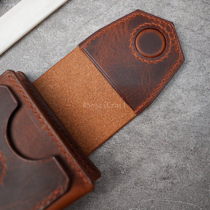 Handmade Brown Waxed Leather Wallet By Nesti Craft — 6 Card Slots