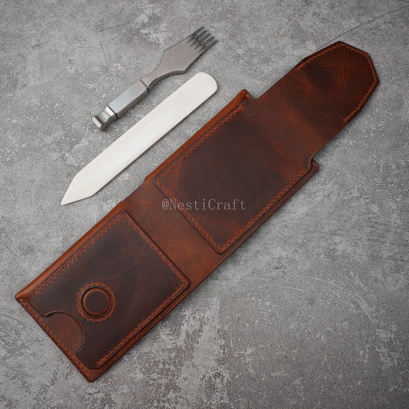 Handmade Brown Waxed Leather Wallet By Nesti Craft — 6 Card Slots