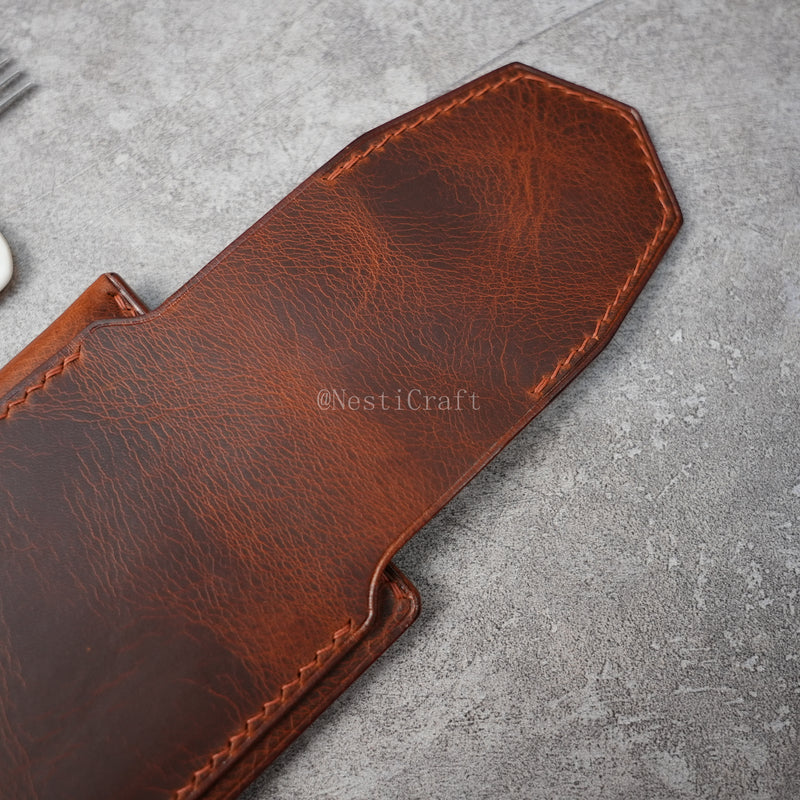 Handmade Brown Waxed Leather Wallet By Nesti Craft — 6 Card Slots