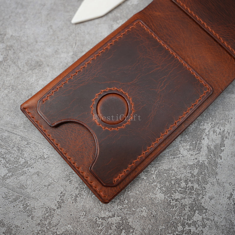 Handmade Brown Waxed Leather Wallet By Nesti Craft — 6 Card Slots