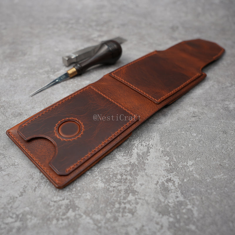 Handmade Brown Waxed Leather Wallet By Nesti Craft — 6 Card Slots