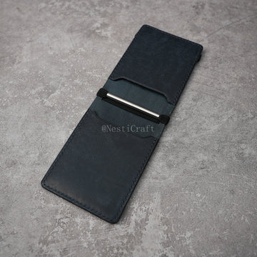 Magnetic Snap Leather Wallet - Handmade Minimalist Card Holder