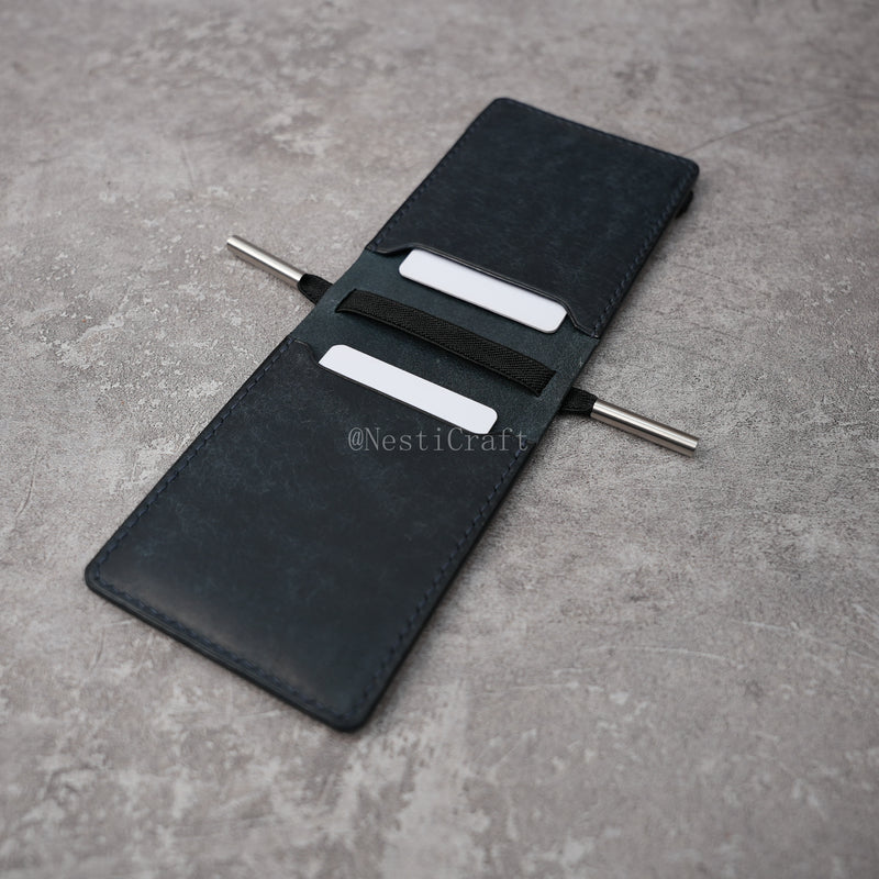 Magnetic Snap Leather Wallet - Handmade Minimalist Card Holder