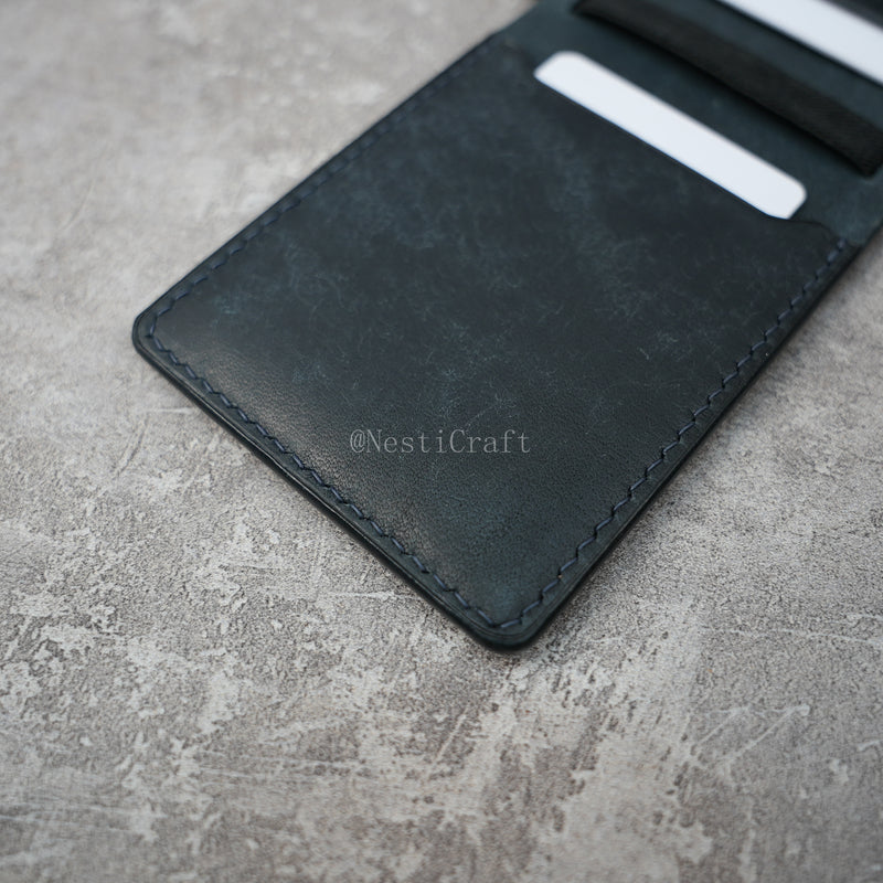 Magnetic Snap Leather Wallet - Handmade Minimalist Card Holder
