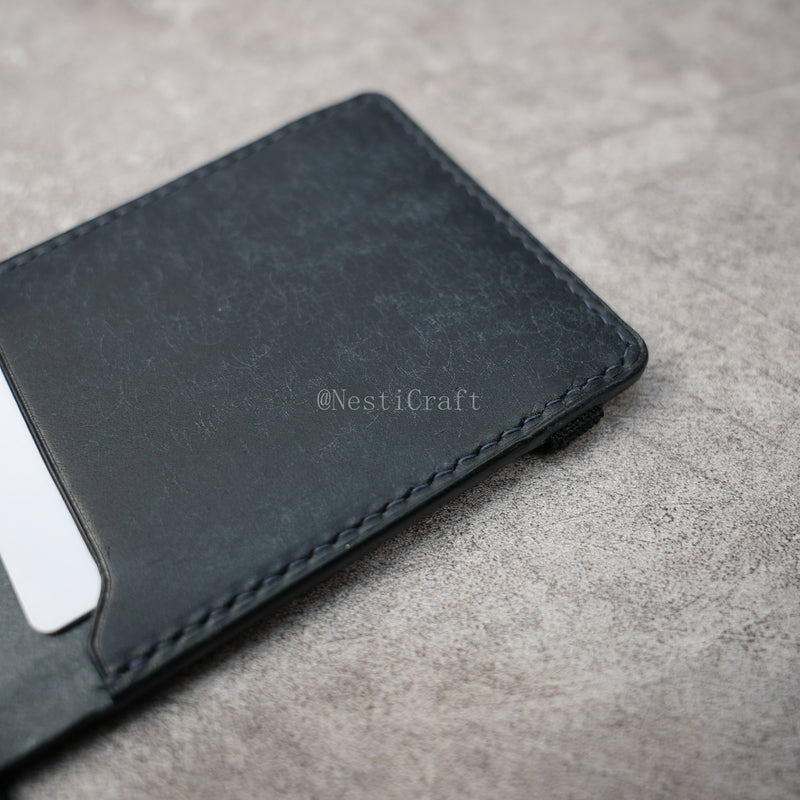 Magnetic Snap Leather Wallet - Handmade Minimalist Card Holder