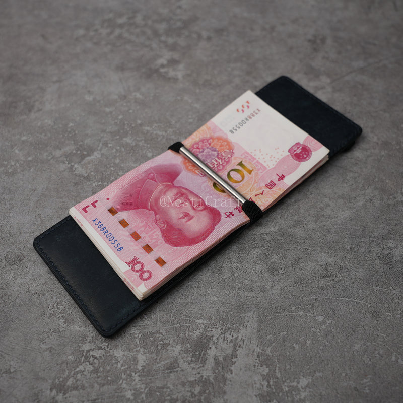 Magnetic Snap Leather Wallet - Handmade Minimalist Card Holder