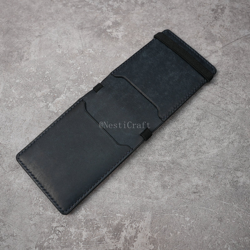 Magnetic Snap Leather Wallet - Handmade Minimalist Card Holder