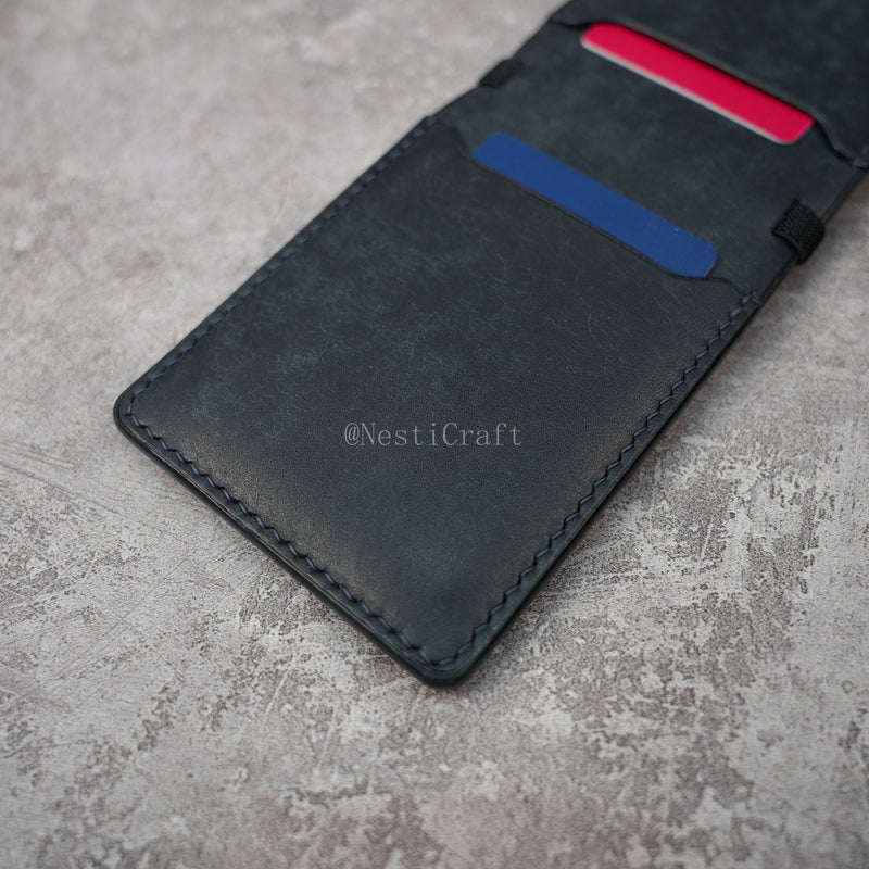 Magnetic Snap Leather Wallet - Handmade Minimalist Card Holder