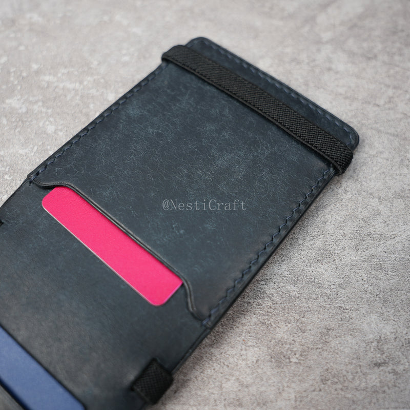 Magnetic Snap Leather Wallet - Handmade Minimalist Card Holder