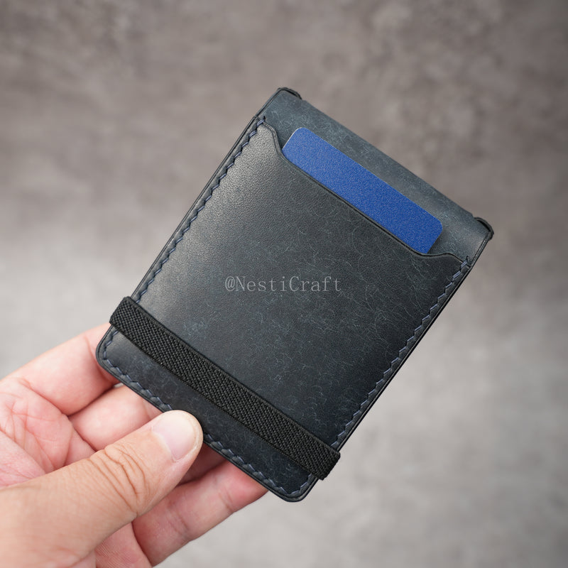 Magnetic Snap Leather Wallet - Handmade Minimalist Card Holder