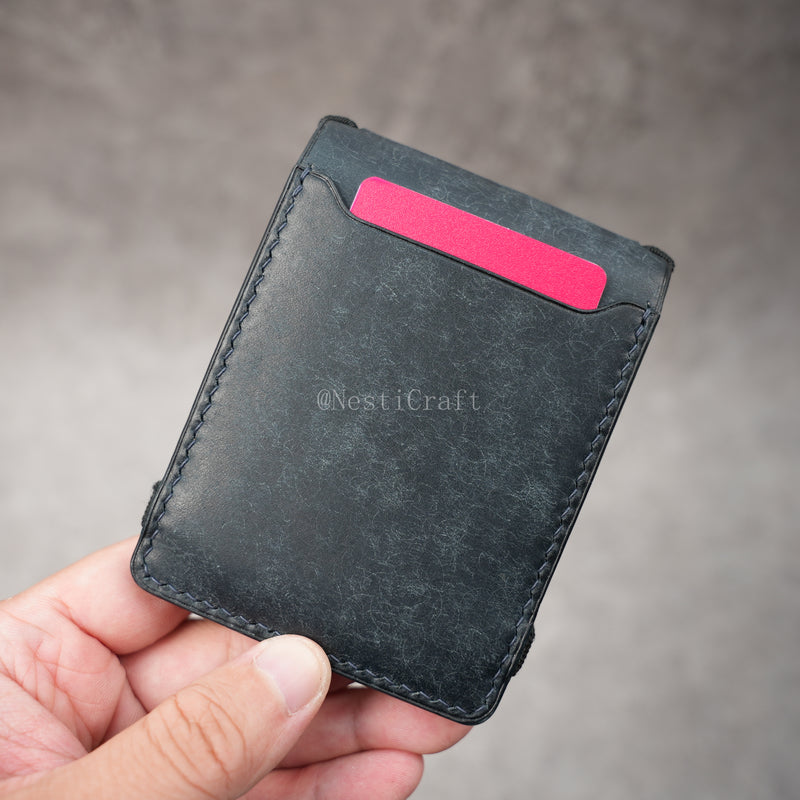 Magnetic Snap Leather Wallet - Handmade Minimalist Card Holder