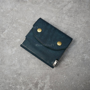 Handmade Leather Wallet with Kiss Lock Coin Pocket