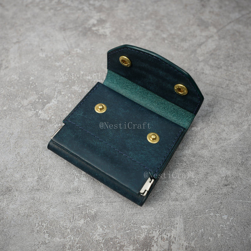 Handmade Leather Wallet with Kiss Lock Coin Pocket