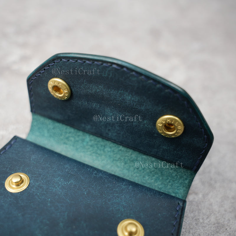 Handmade Leather Wallet with Kiss Lock Coin Pocket