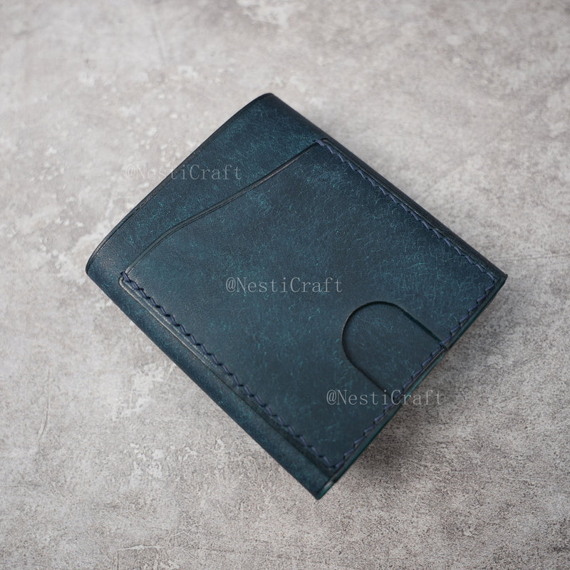 Handmade Leather Wallet with Kiss Lock Coin Pocket