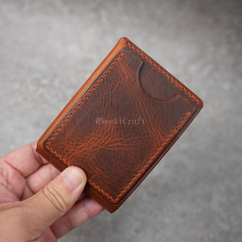 Handcrafted Waxed Leather Wallet in Brown | Nesti Craft