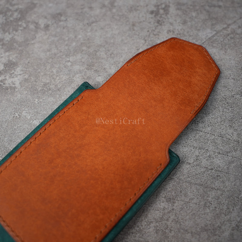 Handmade Two-Tone Peacock Blue & Brown Pueblo Leather Wallet